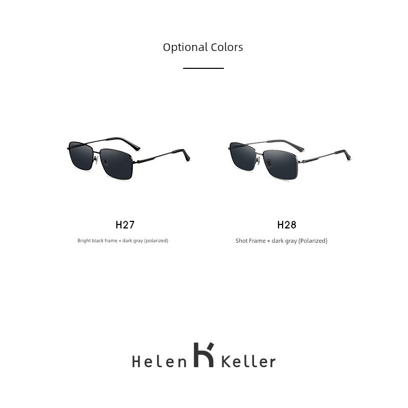 Helen Keller New Arrival Business Small Square Box Men Sunglasses Polarized Driving Glasses UV Protection Sunglasses H8961