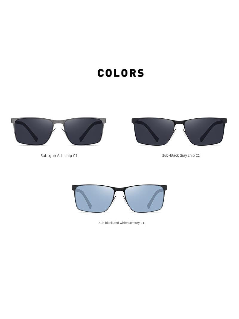 Casual Men Nylon Polarized Sunglasses Inner Pin Kick-off with Glasses Option Glasses Square Frame Glasses Leg Carved Polarized Sunglasses